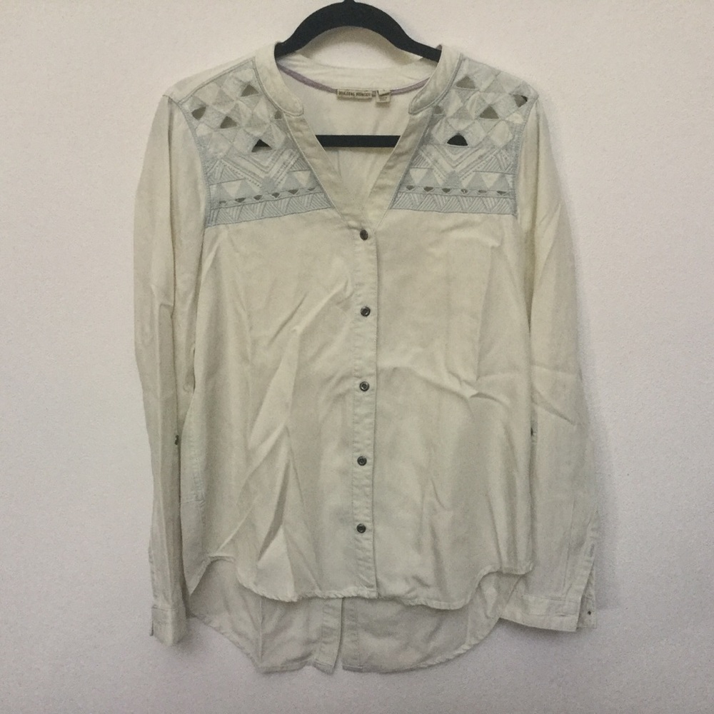 Anthropologie Holding Horses 100% Tencel Long Sleeve Button Down Shirt S Western